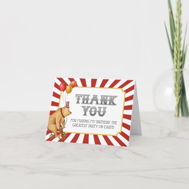 Carte de remerciements d'anniversaire Circus Carni (Devant)