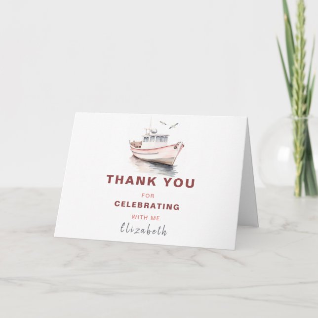 Carte de remerciements d'anniversaire de bateau mo (Devant)