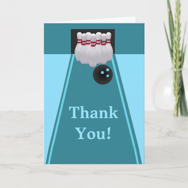 Carte de remerciements d'anniversaire de Bowling (Devant)