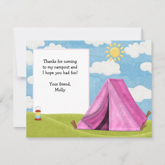 Carte de remerciements d'anniversaire de camping (Devant)