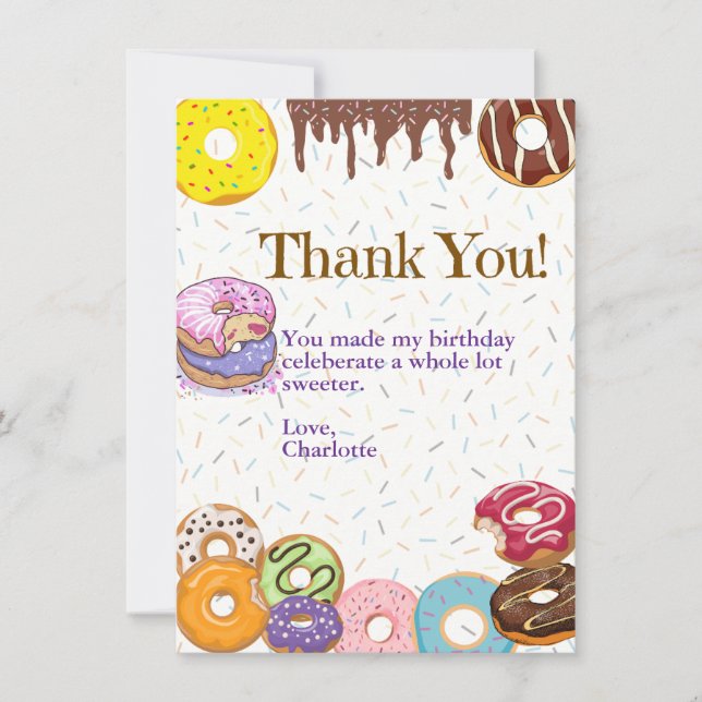 Carte de remerciements d'anniversaire de Donut dou (Devant)