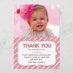 Carte de remerciements d'anniversaire de fille