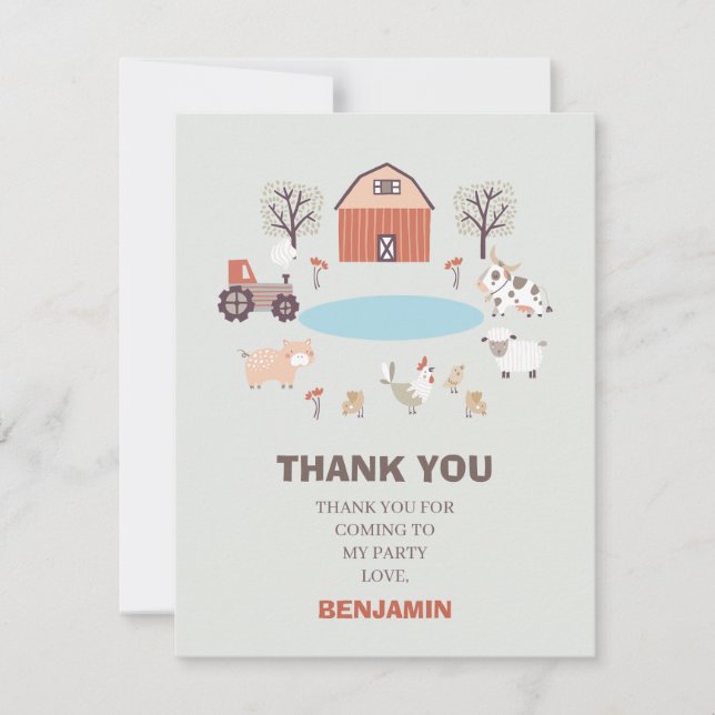 Carte de remerciements d'anniversaire de la ferme  (Devant)