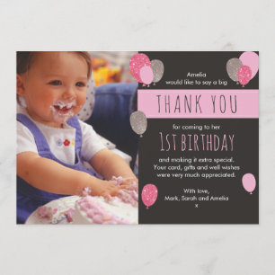 Carte de remerciements d'anniversaire de la fille
