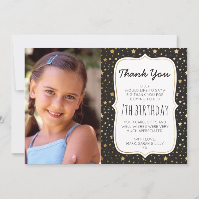 Carte de remerciements d'anniversaire de la photo  (Devant)