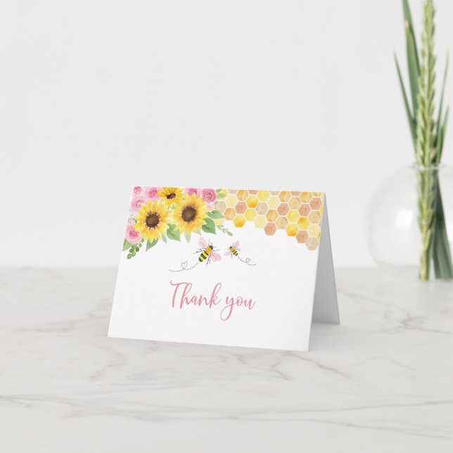 Carte de remerciements d'anniversaire de l'abeille (Devant)
