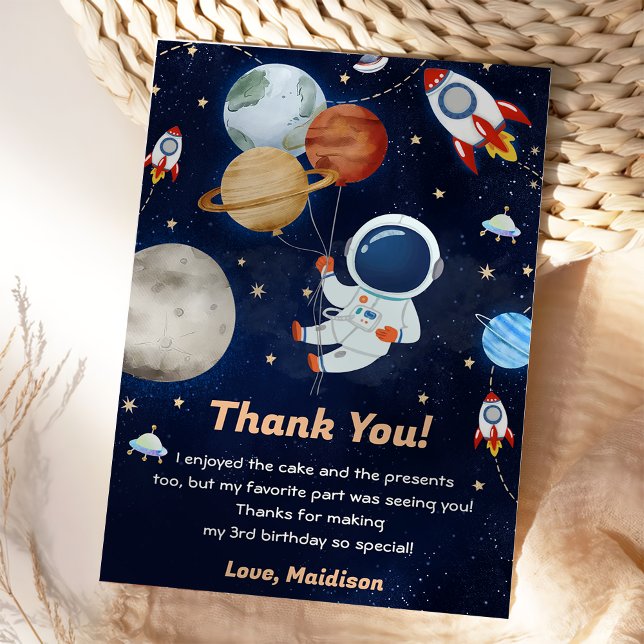 Carte de remerciements d'anniversaire de l'astrona (Créateur téléchargé)