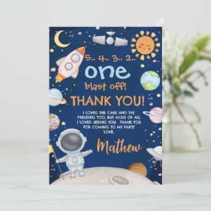 Carte de remerciements d'anniversaire de l'espace 