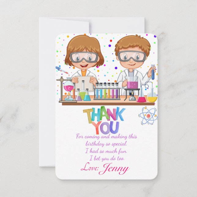 Carte de remerciements d'anniversaire de Mad Scien (Devant)