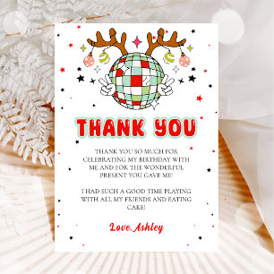 Carte de remerciements d'anniversaire de Noël rétr