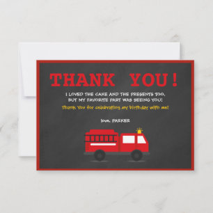 Carte de remerciements d'anniversaire de pompier