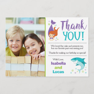 Carte de remerciements d'anniversaire de requins