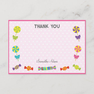 Carte de remerciements d'anniversaire de sucrerie