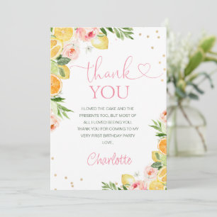 Carte de remerciements d'anniversaire des agrumes