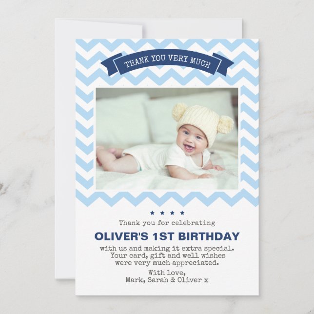 carte de remerciements d'anniversaire des garçons (Devant)