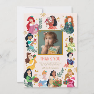 Carte de remerciements d'anniversaire Disney Princ