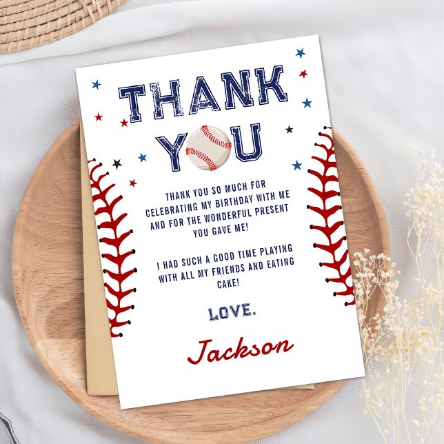Carte de remerciements d'anniversaire du baseball (Créateur téléchargé)