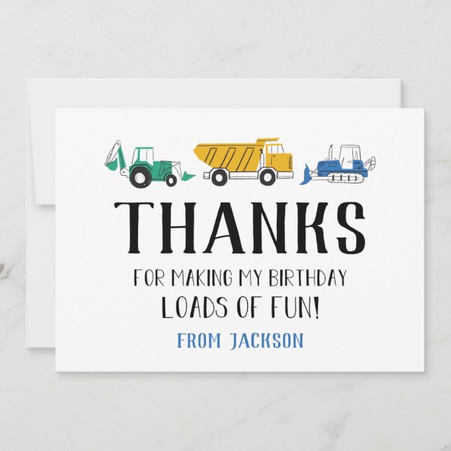 Carte de remerciements d'anniversaire du chantier (Devant)