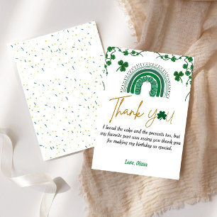 Carte de remerciements d'anniversaire du shamrock 
