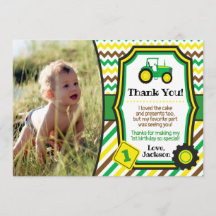 Carte de remerciements d'anniversaire du tracteur