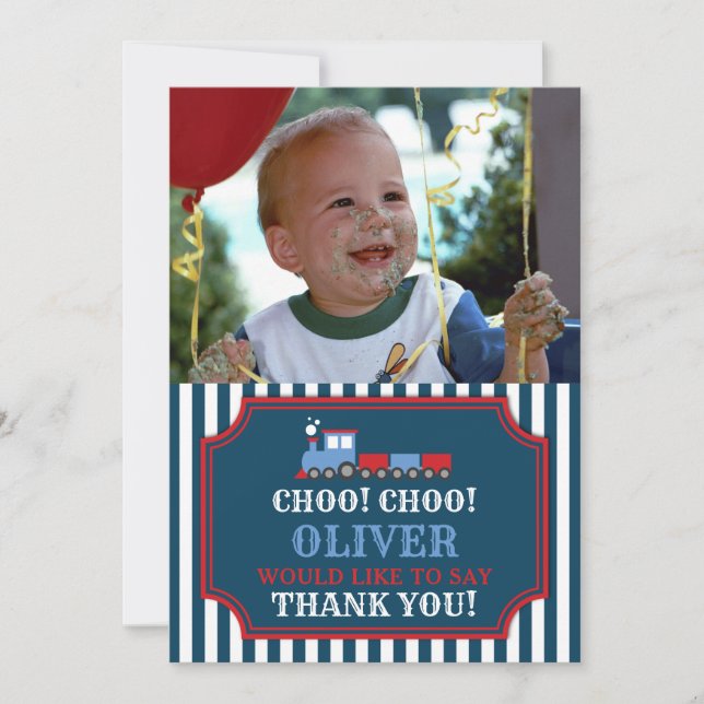 Carte de remerciements d'anniversaire du train (Devant)