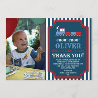 Carte de remerciements d'anniversaire du train