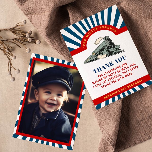 Carte de remerciements d'anniversaire du train Cho (Créateur téléchargé)