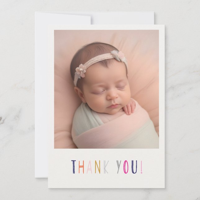 Carte de remerciements d'anniversaire pour bébé po (Devant)