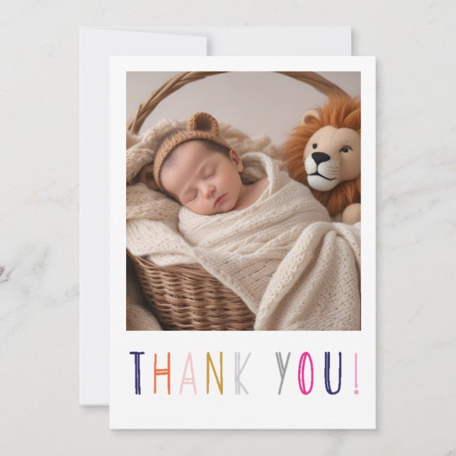 Carte de remerciements d'anniversaire pour bébé po (Devant)