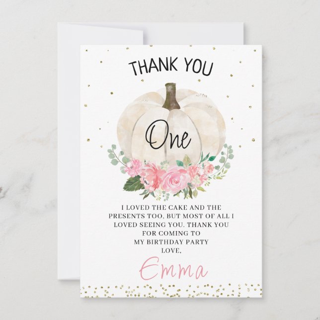 Carte de remerciements d'anniversaire rose Citroui (Devant)