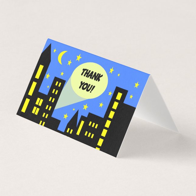 Carte de remerciements d'anniversaire Superhero (Front)
