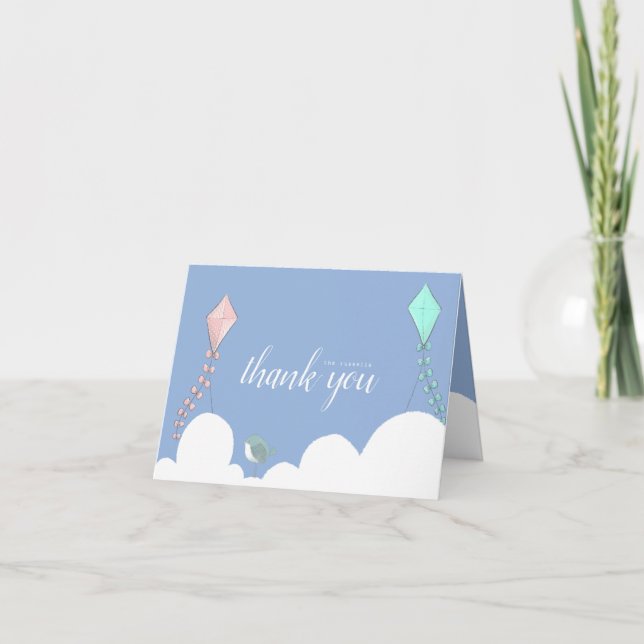 Carte De Remerciements dans le baby shower des nuages (Devant)