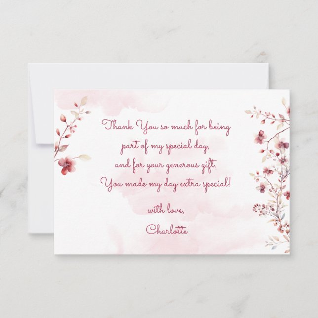 Carte De Remerciements Danse et ballerine tourbillon anniversaire (Devant)
