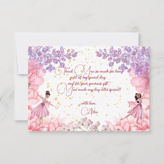 Carte De Remerciements Danse et ballerine tourbillon anniversaire (Devant)