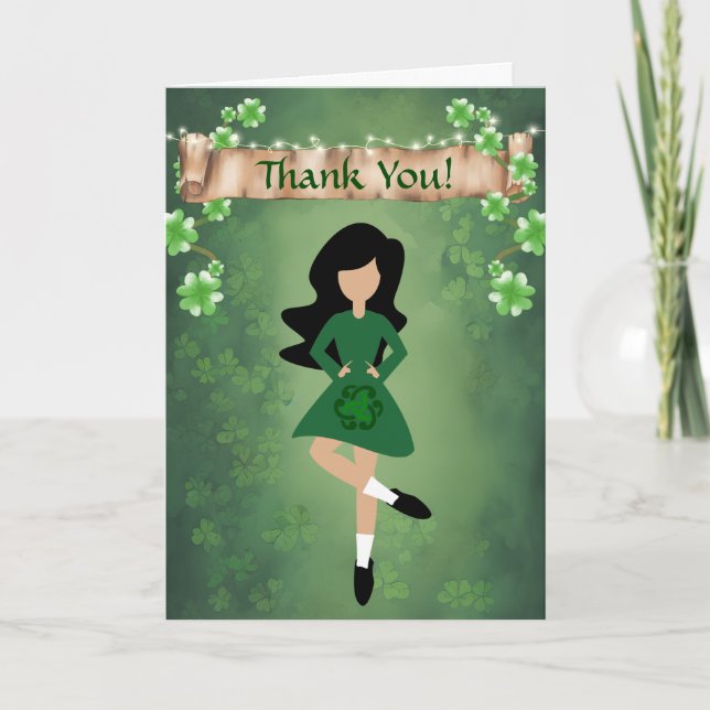 Carte De Remerciements Danse irlandaise avec cheveux noirs Danse pas irla (Devant)