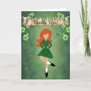 Carte De Remerciements Danse irlandaise avec Red Hair Irish Step Dance