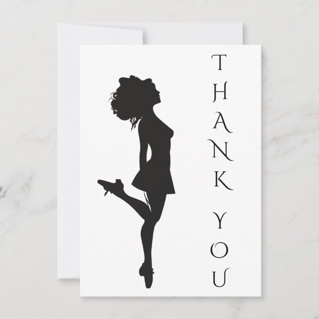 Carte De Remerciements Danse Irlandaise Danseuse Danser Danser Black Whit (Devant)