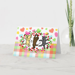 Carte De Remerciements Danser joyeusement Labrador Trio Cartoon