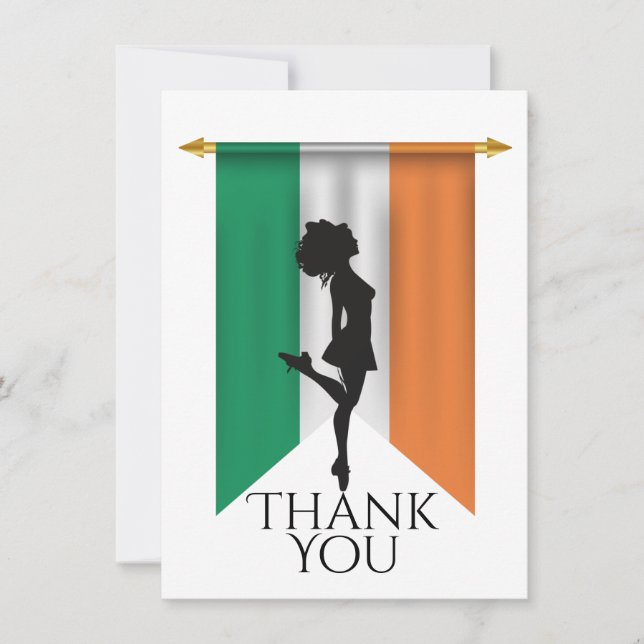Carte De Remerciements Danseuse irlandaise et Drapeau irlandais Dance Fla (Devant)