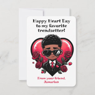 Carte De Remerciements Dapper African American Boy Classroom Valentine