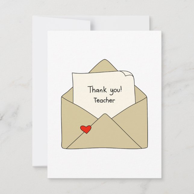 Carte de remerciements d'appréciation des enseigna (Devant)