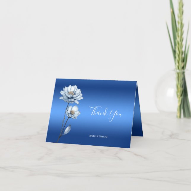 Carte de remerciements d'aquarelle bleue (Devant)