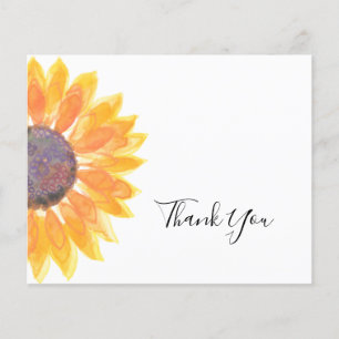 Carte de remerciements d'aquarelle de tournesol bu
