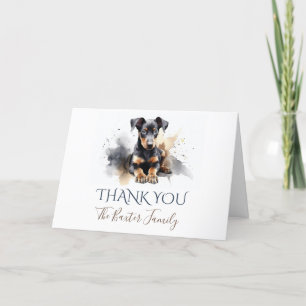 Carte de remerciements d'aquarelle Doberman Pinsch