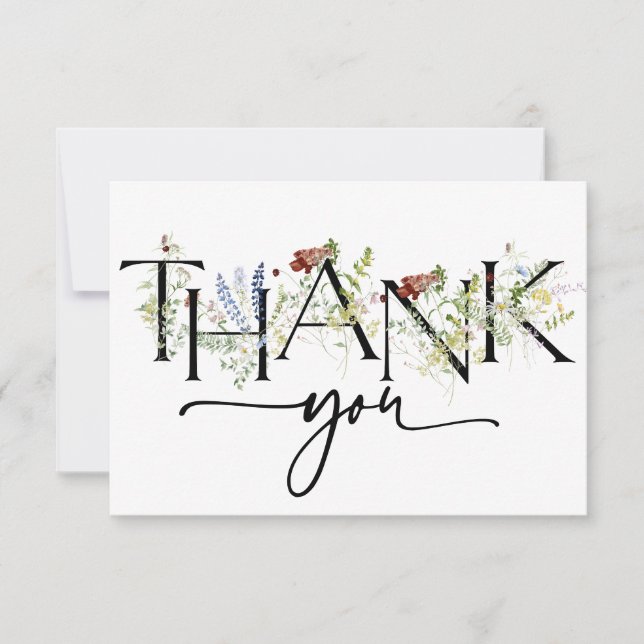 Carte de remerciements d'aquarelle Fleur sauvage e (Devant)