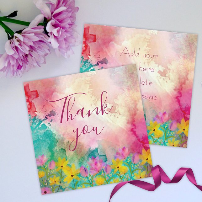 Carte de remerciements d'aquarelle florale (Créateur téléchargé)