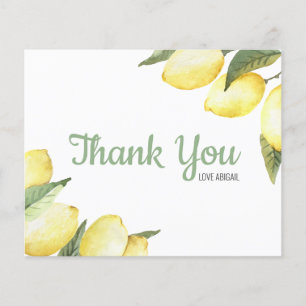 Carte de remerciements d'aquarelle florale de citr