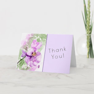 Carte de remerciements d'aquarelle Mauve Peony