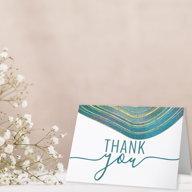 Carte de remerciements d'aquarelle moderne Turquoi (Créateur téléchargé)