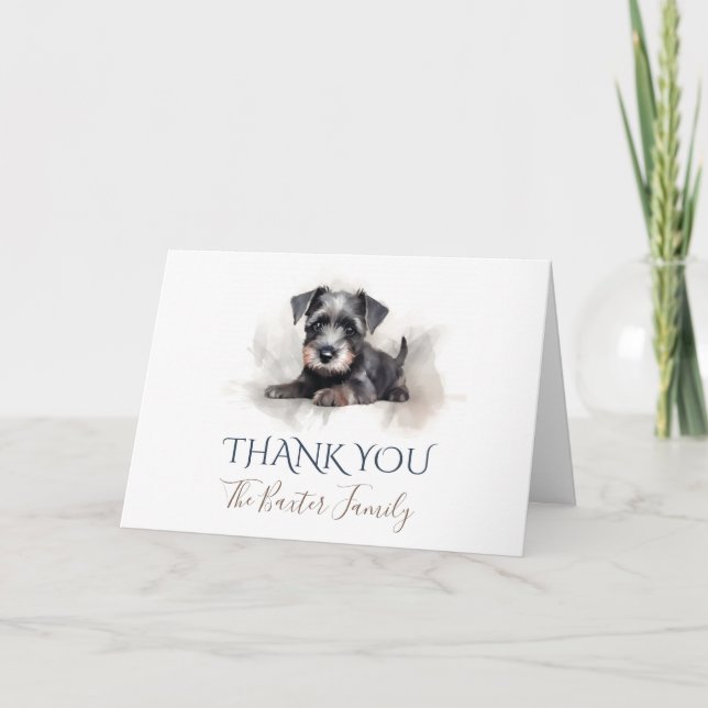 Carte de remerciements d'aquarelle Schnauzer minia (Devant)